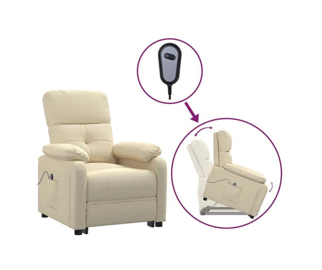 Повдигащ реклайнер, кремав, плат - 2