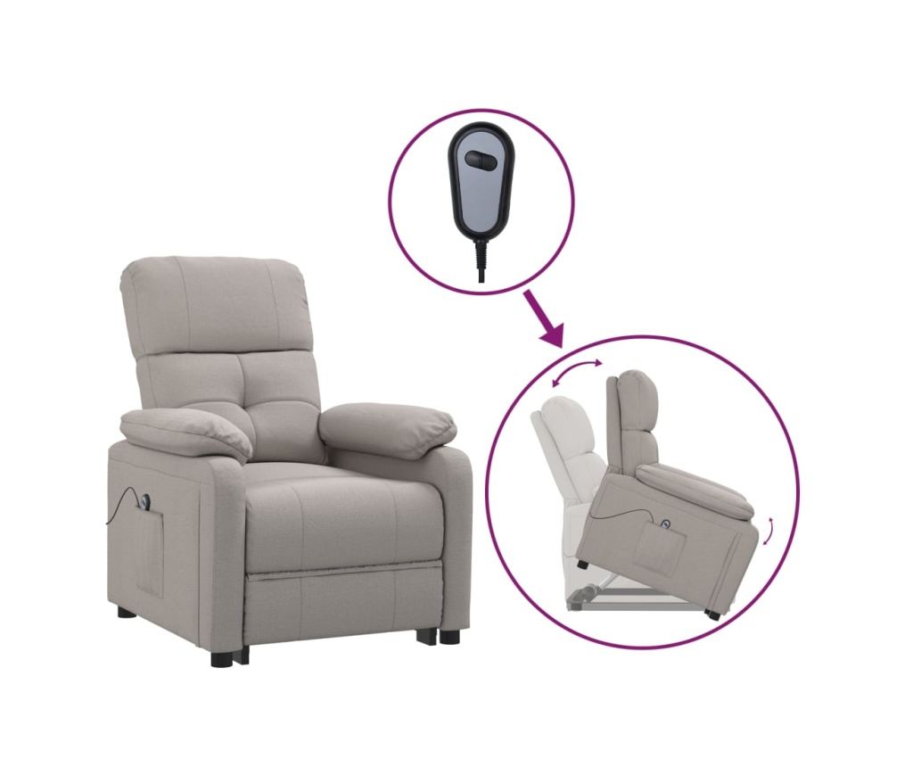 Повдигащ фотьойл, таупе сиво, текстилна материя - 2