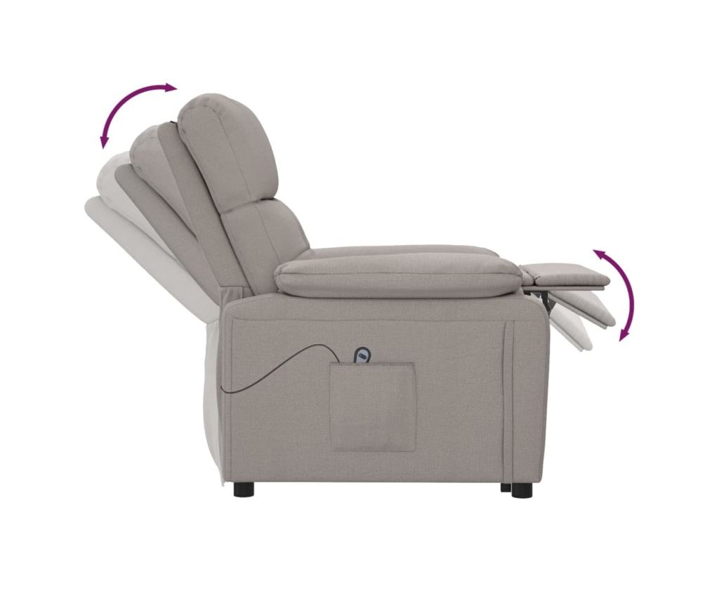 Повдигащ фотьойл, таупе сиво, текстилна материя - 7