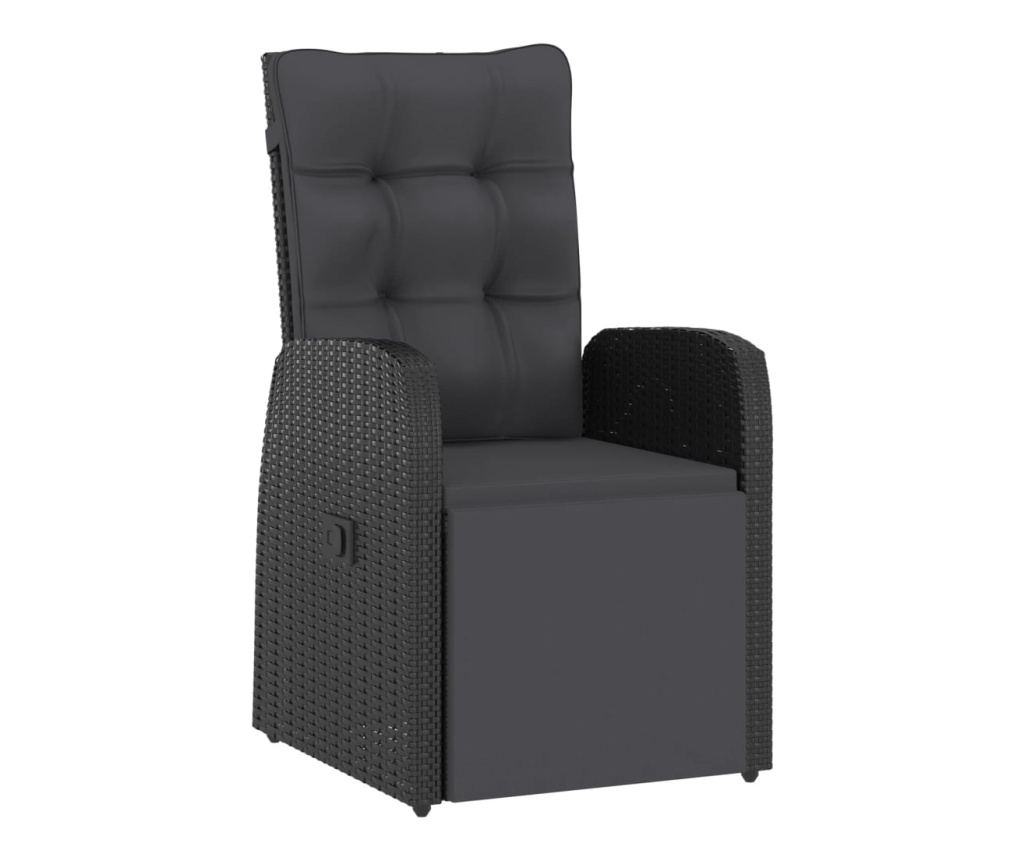 Комплект градински мебели с възглавници, 11 части, Черен, Поли ратан - 12