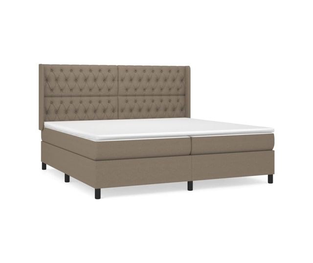 Боксспринг легло с матрак, таупе сиво, 200x200 см, текстил