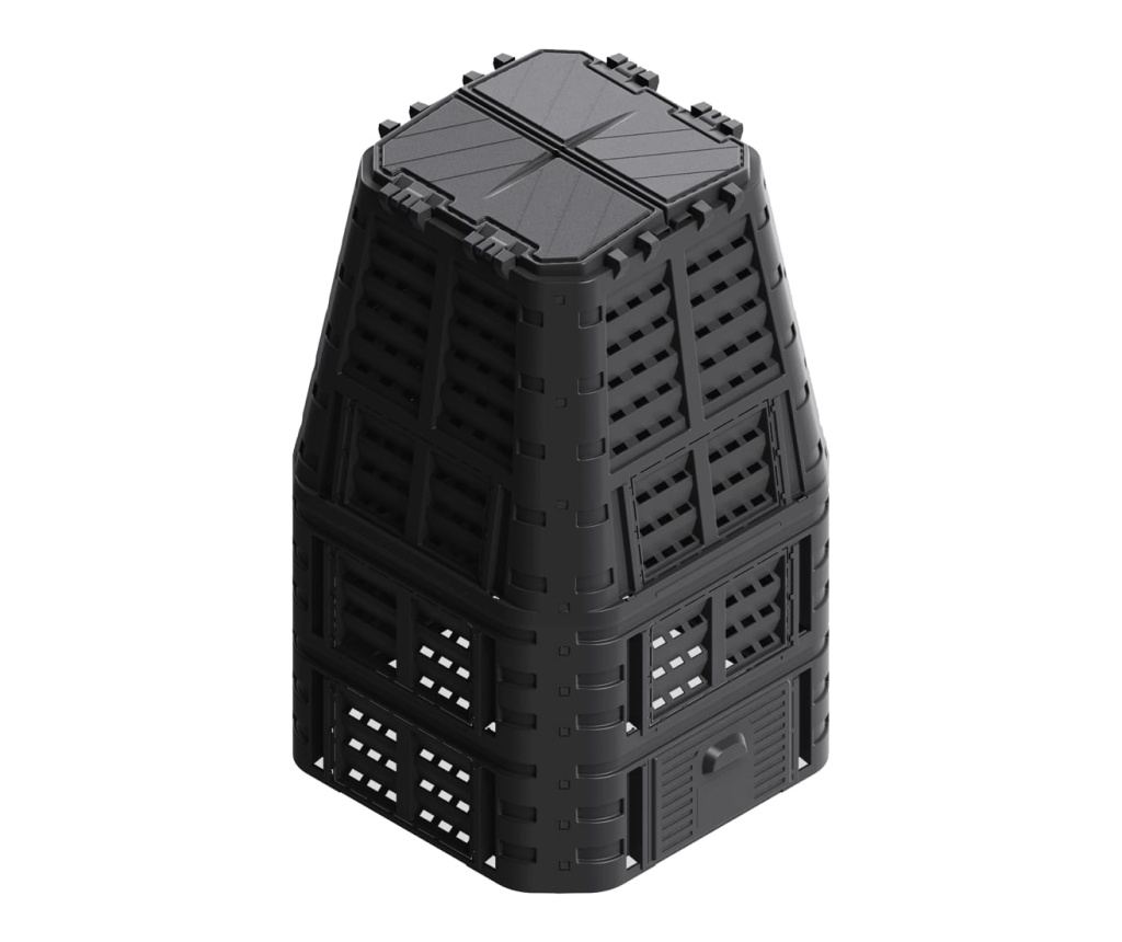 Garden Composter, Black, 93.3x93.3x146 cm, 1000 L - 2