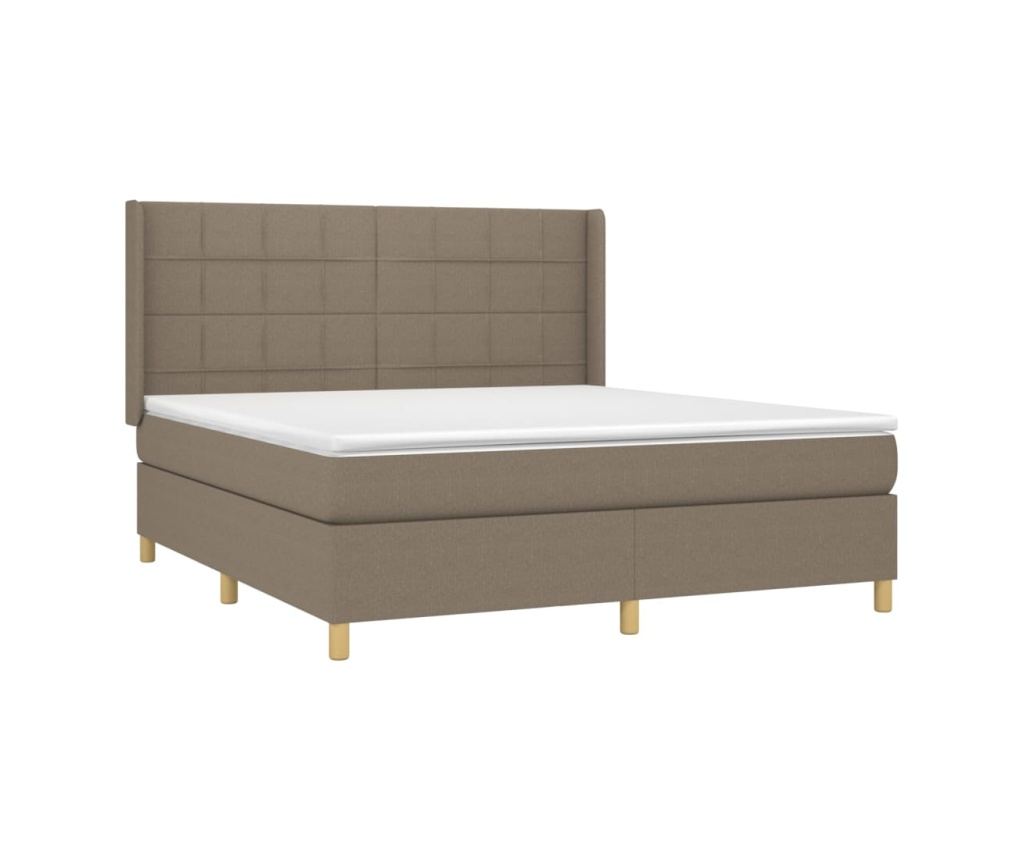 Легло с матрак, таупе сиво, 160x200 см текстил - 3