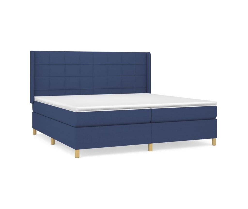 Боксспринг легло с матрак, синьо, 200x200 см, текстил - 2