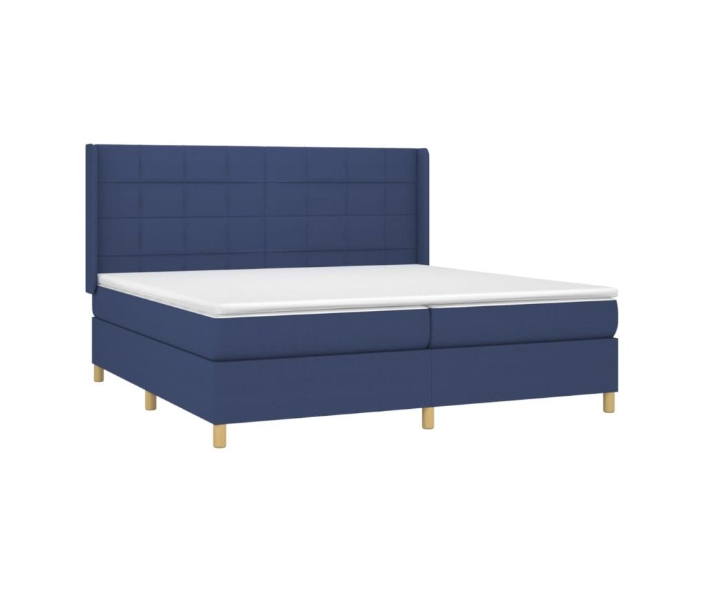 Боксспринг легло с матрак, синьо, 200x200 см, текстил - 3