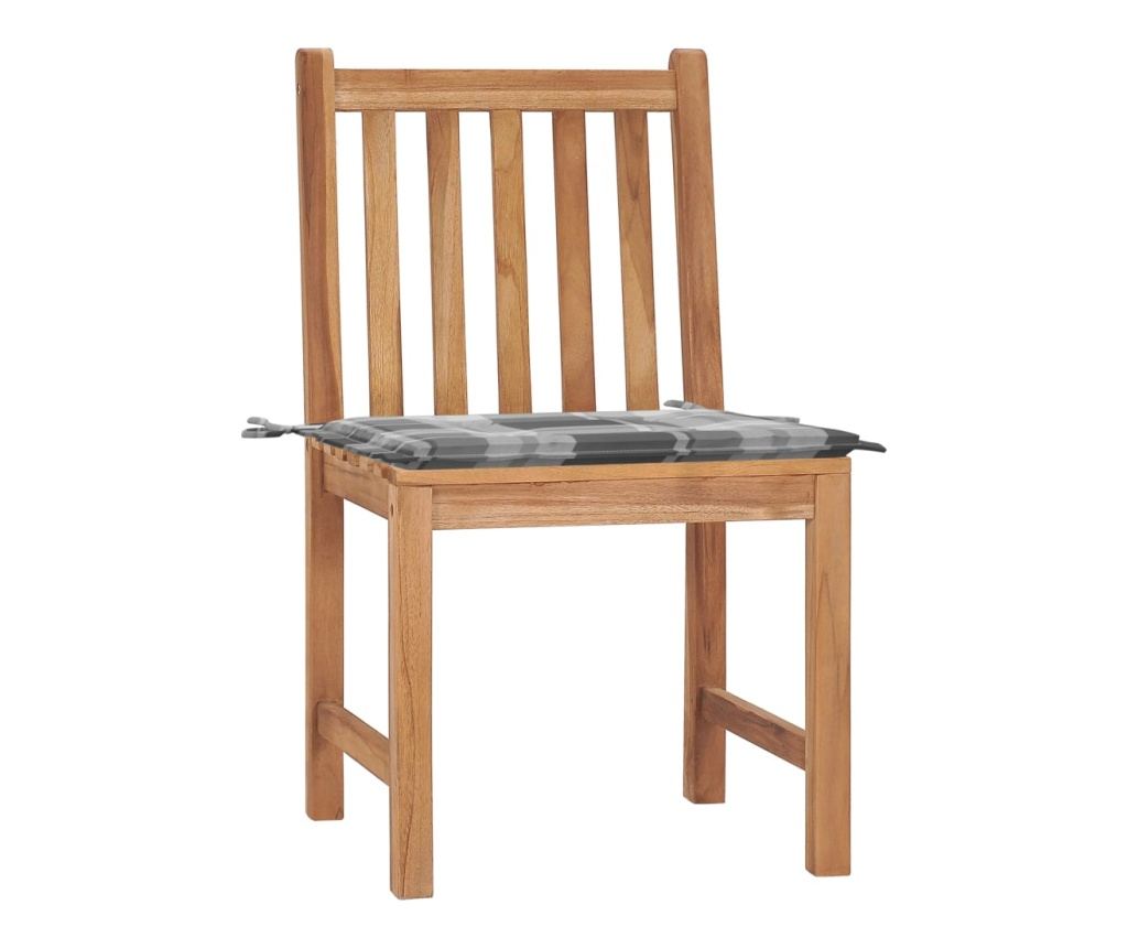 Градински столове с възглавници, 2 бр., Масивно дърво тиково дърво - 2