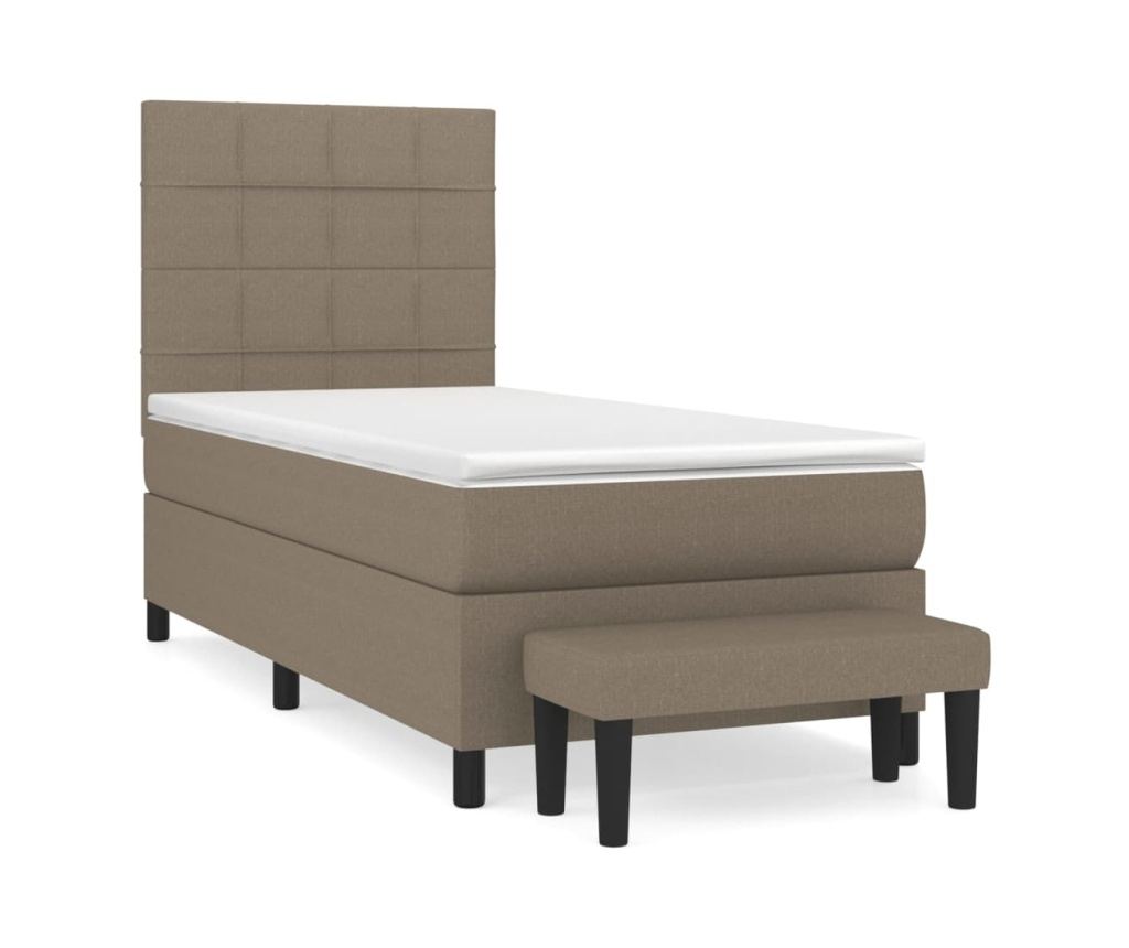 Боксспринг легло с матрак, таупе сиво, 100x200 см, текстил - 2