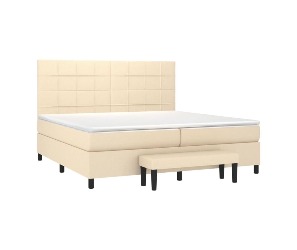 Boxspring ágy matraccal, krém, 200x200 cm, textil - 3