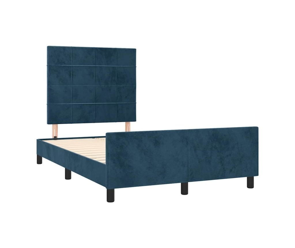 Легло с табла, тъмносиньо, 120x200 см, кадифе - 4
