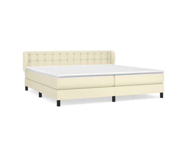 Континентално легло с матрак, крем, 200x200 см, изкуствена кожа