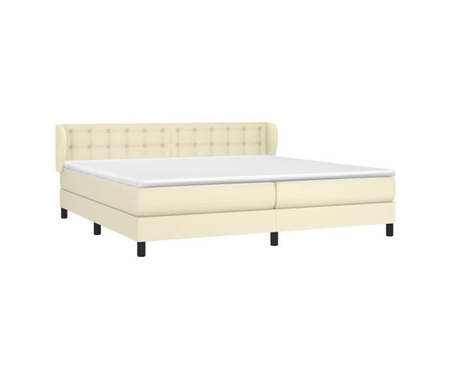 Континентално легло с матрак, крем, 200x200 см, изкуствена кожа