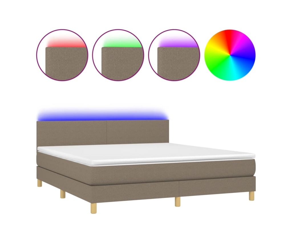 Легло с пружини, матрак и LED, тъмносиво, 160x200 см, текстил - 2