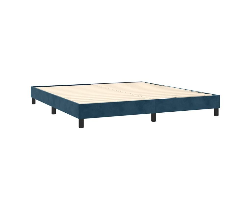 Boxspring krevet s madracem, tamnoplavi, 160x200 cm, baršun - 4
