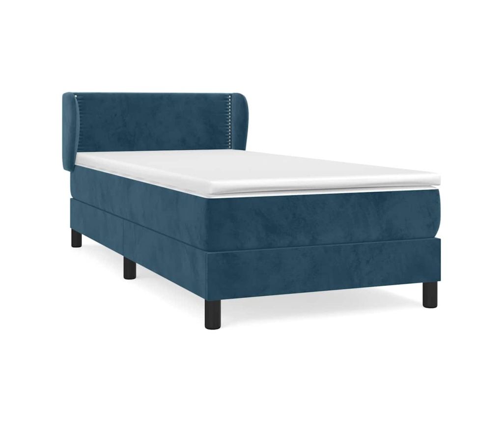 Боксспринг легло с матрак, тъмносиньо, 100x200 см, кадифе - 2