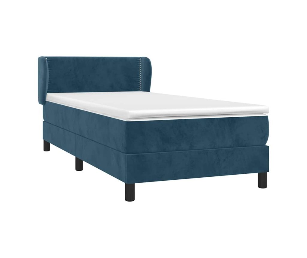 Боксспринг легло с матрак, тъмносиньо, 100x200 см, кадифе - 3
