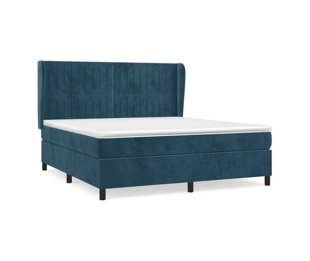 Боксспринг легло с матрак, тъмносиньо, 160x200 см, кадифе
