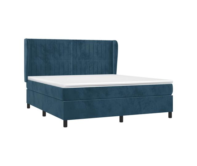 Боксспринг легло с матрак, тъмносиньо, 160x200 см, кадифе
