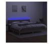 Легло с пружини, матрак и LED, тъмносиво, 200x200 см, текстил thumbnail 4
