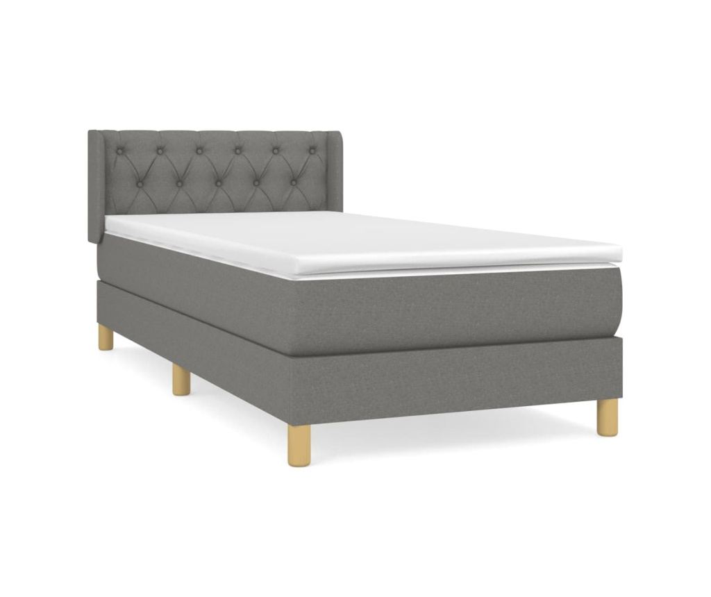 Боксспринг легло с матрак, тъмносиво, 80x200 см, текстил - 2