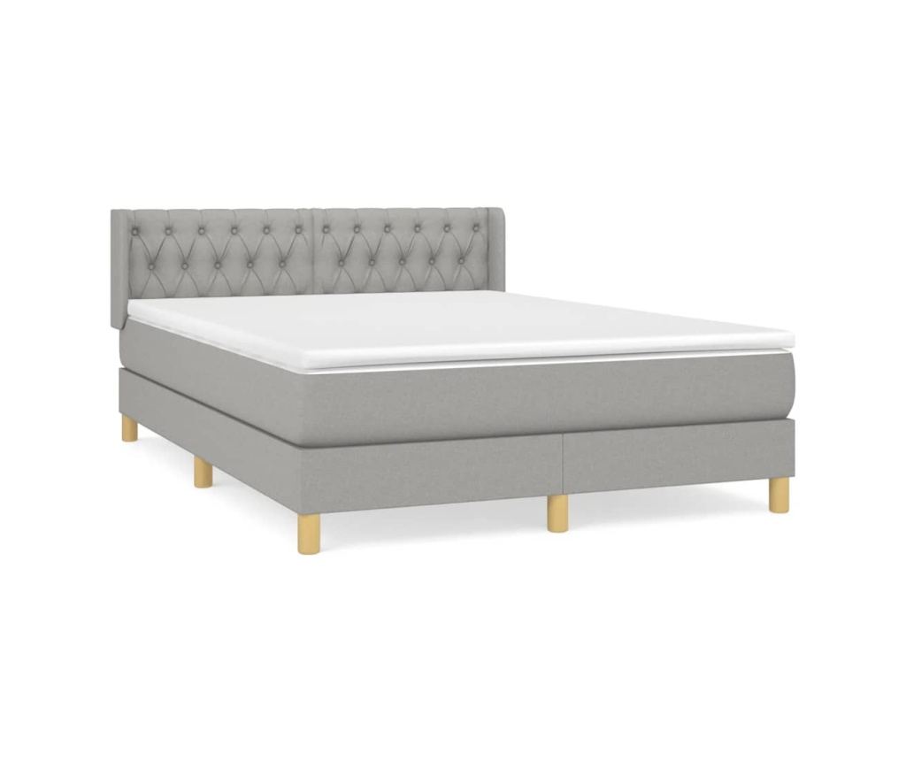 Box krevet s madracem, svijetlo siva, 140x190 cm, tekstil - 2