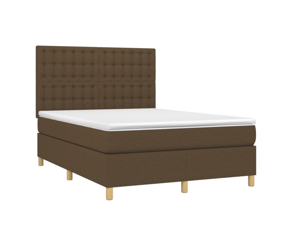 Boxspring krevet s madracem i LED rasvjetom, tamnosmeđi, 140x190 cm, tekstil - 3