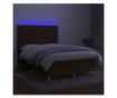 Пружинен спален комплект с матрак и LED, тъмнокафяв, 140x190 см, текстил
