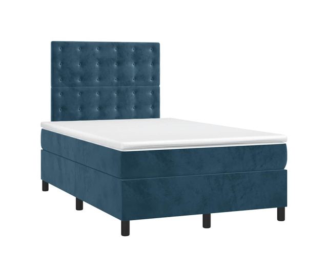 Рамка за легло с матрак и LED, синя, 120x200 см, кадифе