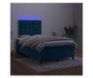 Рамка за легло с матрак и LED, синя, 120x200 см, кадифе