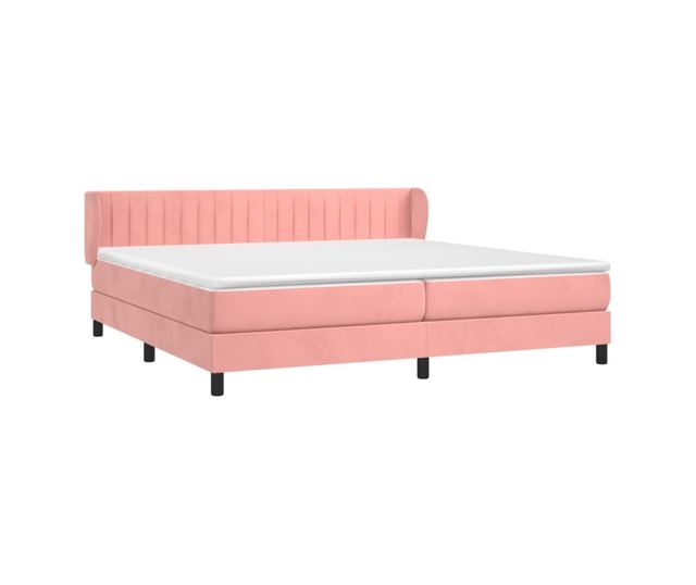 Боксспринг легло с матрак, розово, 200x200 см, кадифе