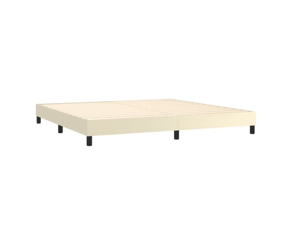 Континентално легло с матрак, кремаво, 200x200 см, изкуствена кожа - 4