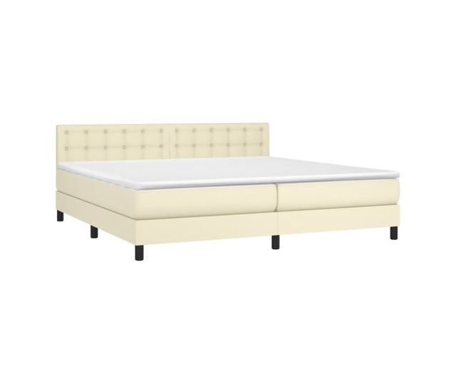 Пружинен спален комплект с матрак и LED, крем, 200x200 см, еко кожа