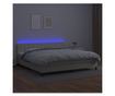 Пружинен спален комплект с матрак и LED, крем, 200x200 см, еко кожа