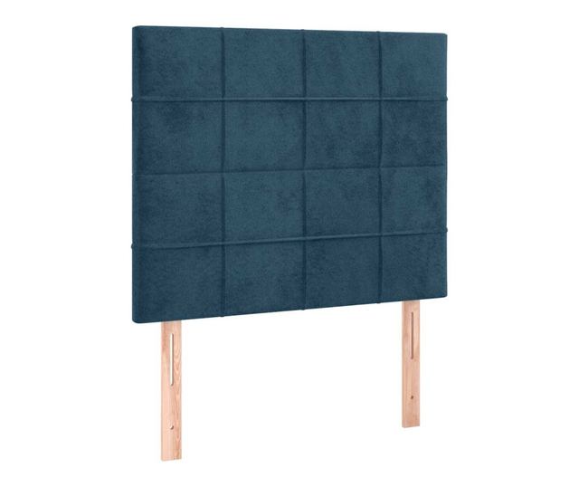 Пружинен спален комплект с матрак и LED, син, 120x200 см, кадифе