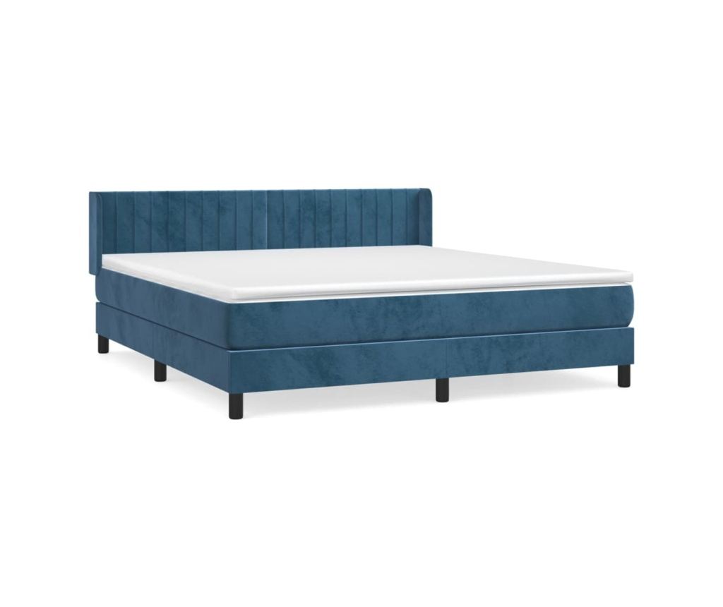 Боксспринг легло с матрак, тъмносиньо, 160x200 см, кадифе - 2