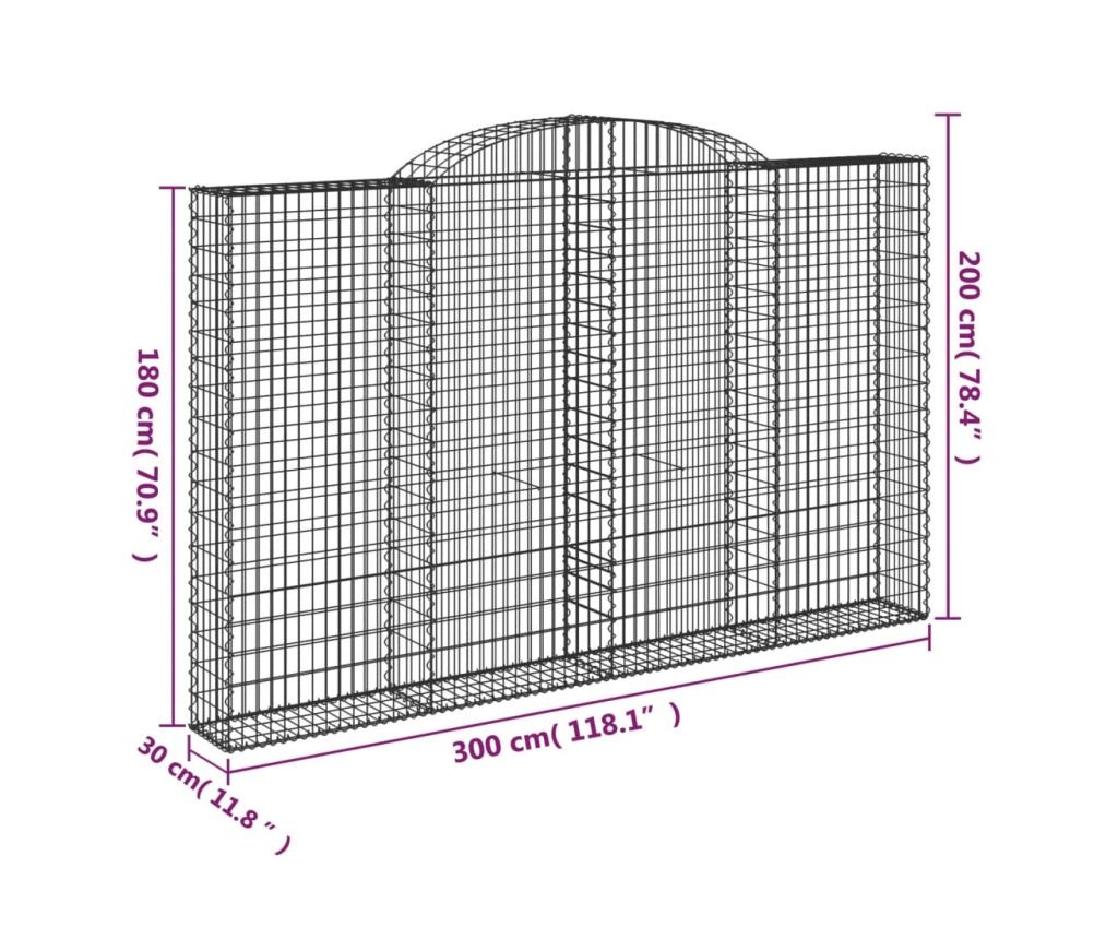 Извити Габионни Кошници 5 бр., 300x30x180/200 см, Поцинковано Желязо - 6