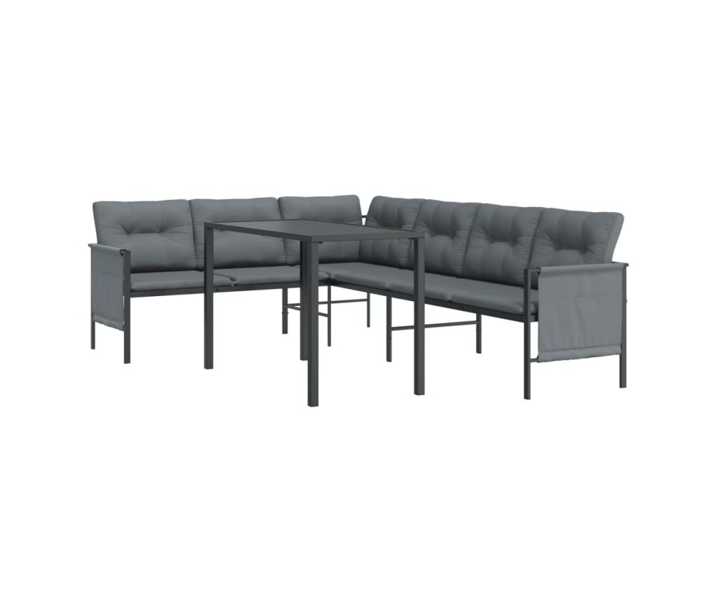 Комплект градински мебели за хранене, 2 части, антрацит, стомана - 3