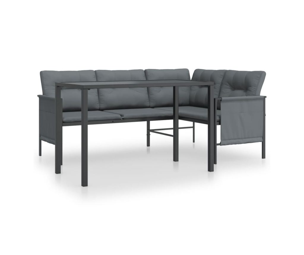 Комплект градински мебели, 2 части, антрацит, стомана - 2