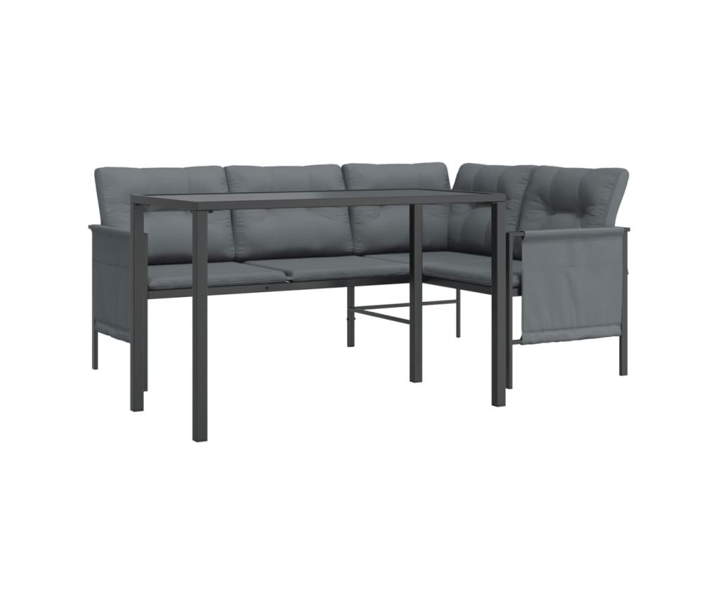 Комплект градински мебели, 2 части, антрацит, стомана - 3