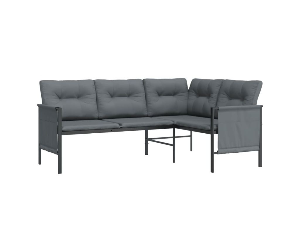 Комплект градински мебели, 2 части, антрацит, стомана - 4