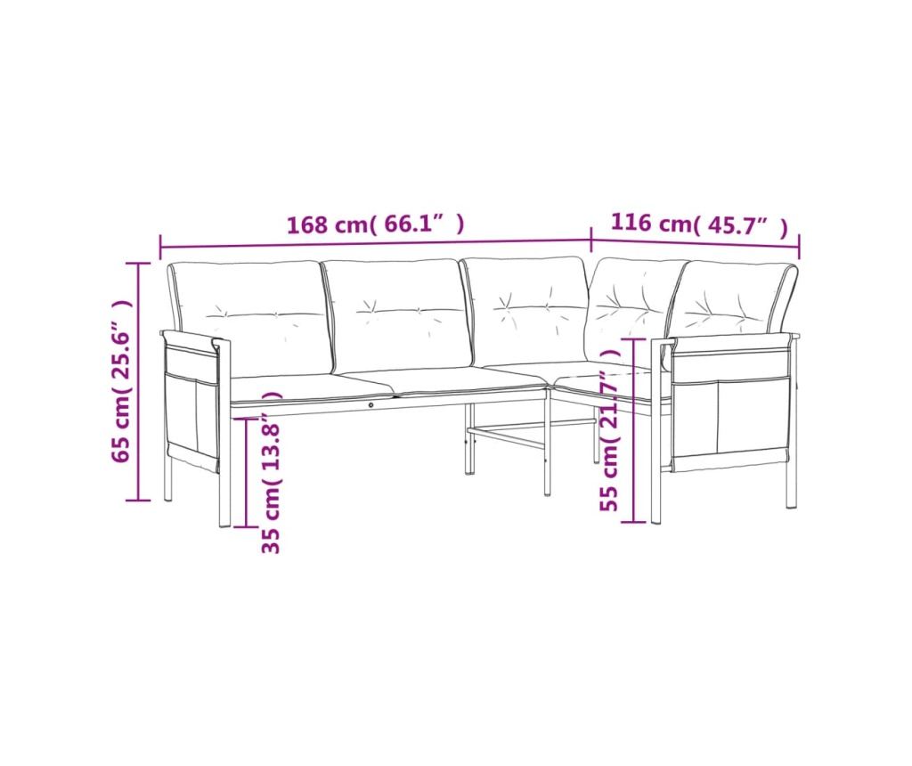 Комплект градински мебели, 2 части, антрацит, стомана - 10