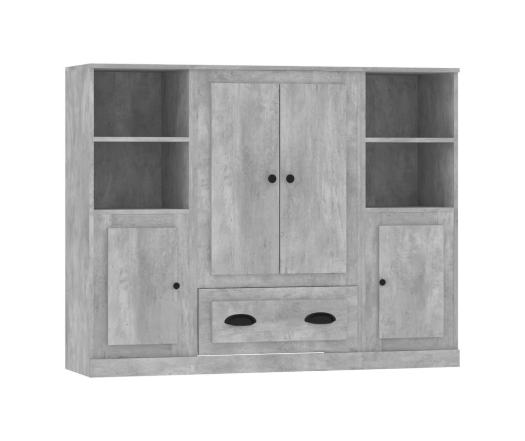 Високи шкафове, 3 бр., сив бетон, инженерна дървесина - 2