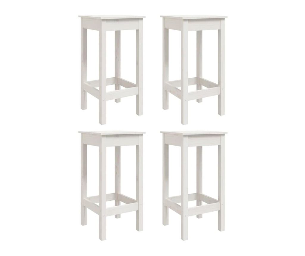 Градински бар комплект, 5 части, бял, масивна борова дървесина - 6