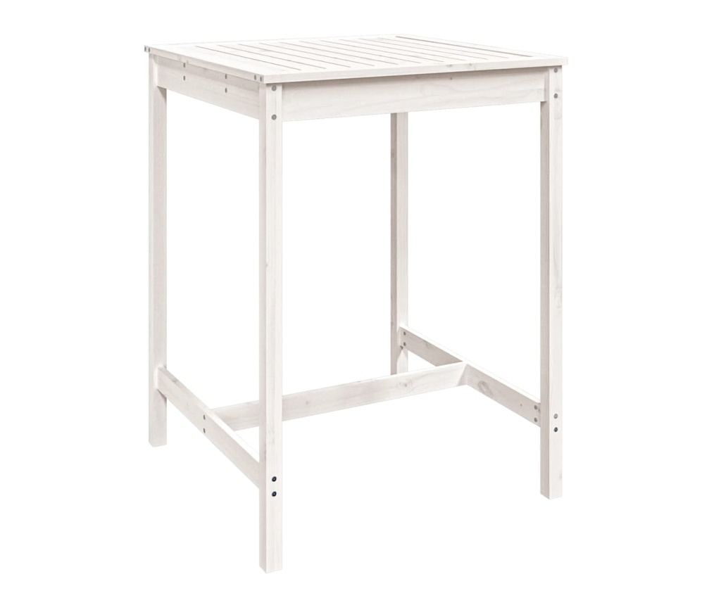 Градински бар комплект, 5 части, бял, масивна борова дървесина - 8