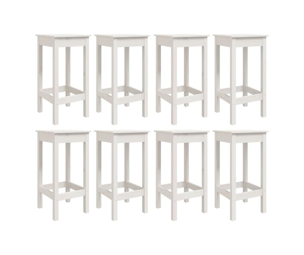Градински бар комплект, 9 части, бял, масивна борсова дървесина - 6