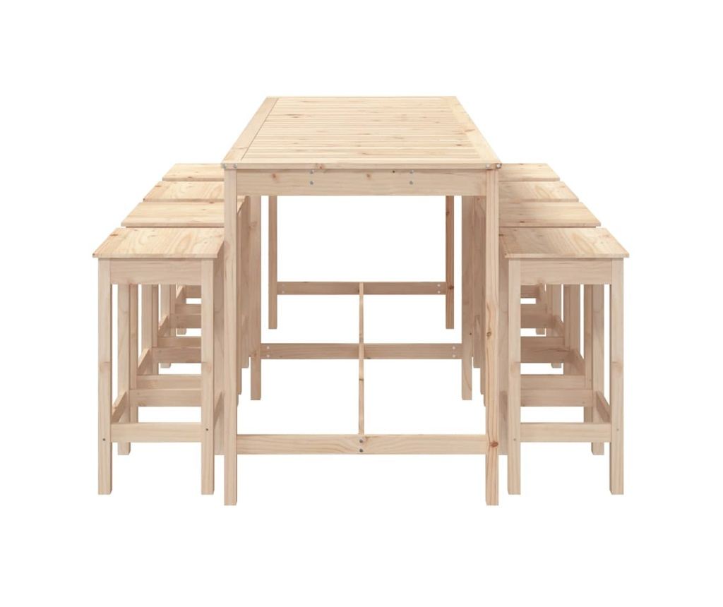 Градински бар сет, 9 части, масивна борова дървесина - 5