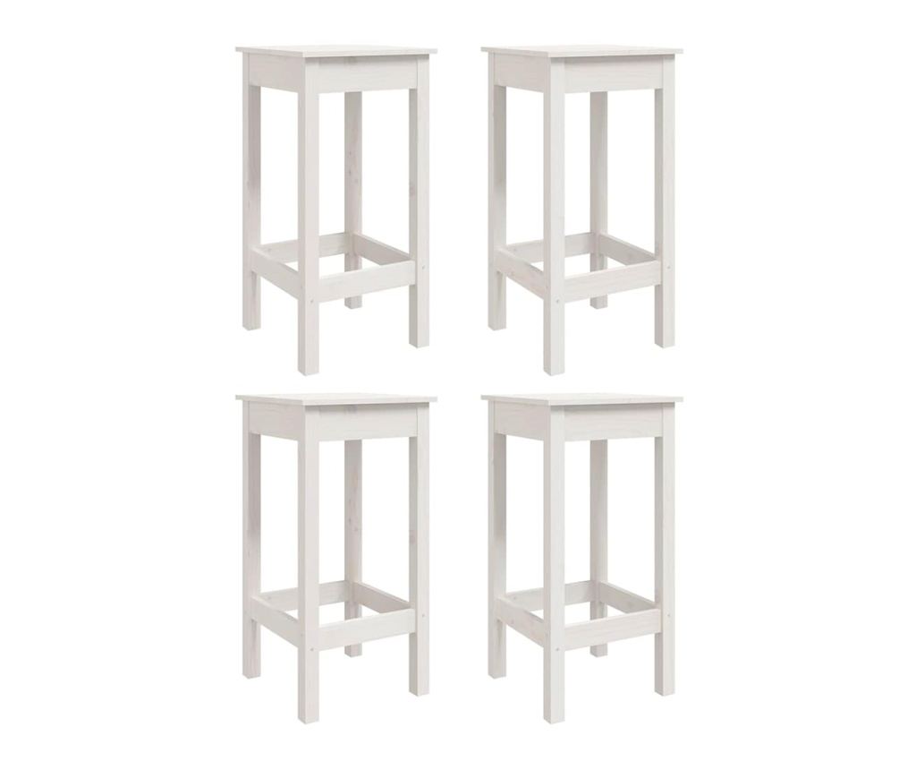 Градински бар комплект, 5 части, бял, масивна борсова дървесина - 6