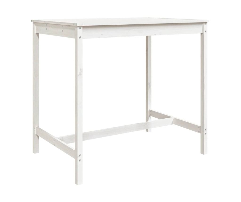 Градински бар комплект, 5 части, бял, масивна борсова дървесина - 8