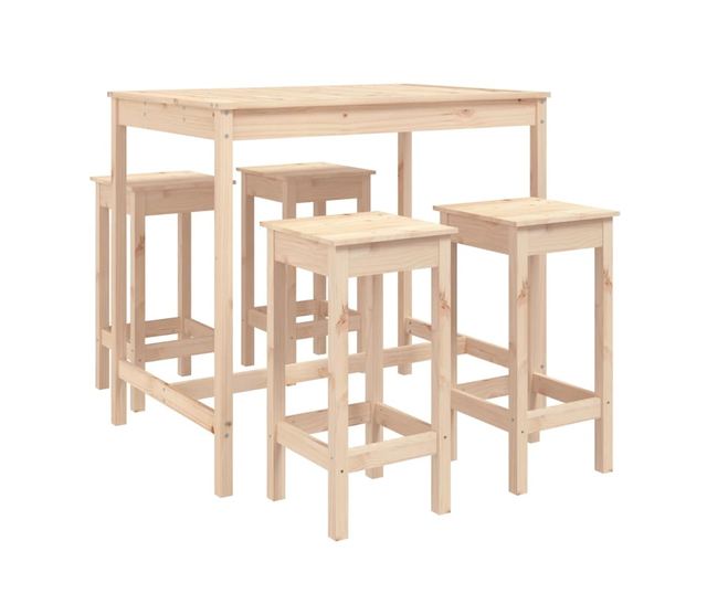 Комплект градински бар мебели, 5 части, масивна борова дървесина