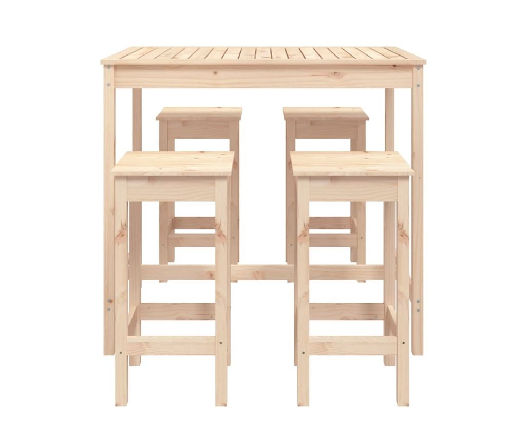 Vrtni barski garnitura, 5 kosov, masiven borovec - 4