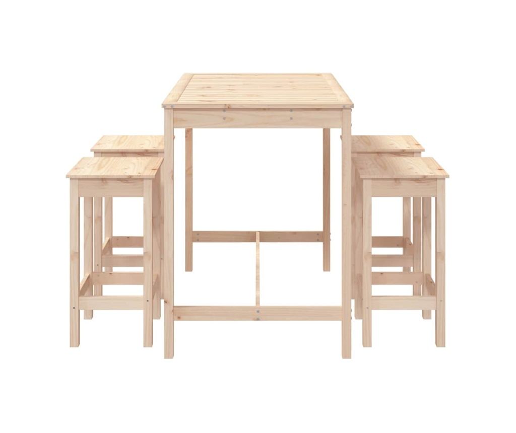 Vrtni barski garnitura, 5 kosov, masiven borovec - 5